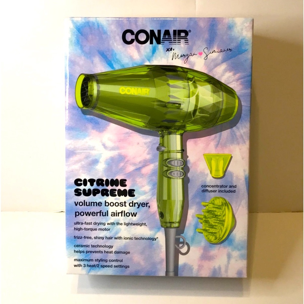 Conair Xo Morgan Simianer Citrine Supreme Ceramic Volume Boost Hair Blow Dryer